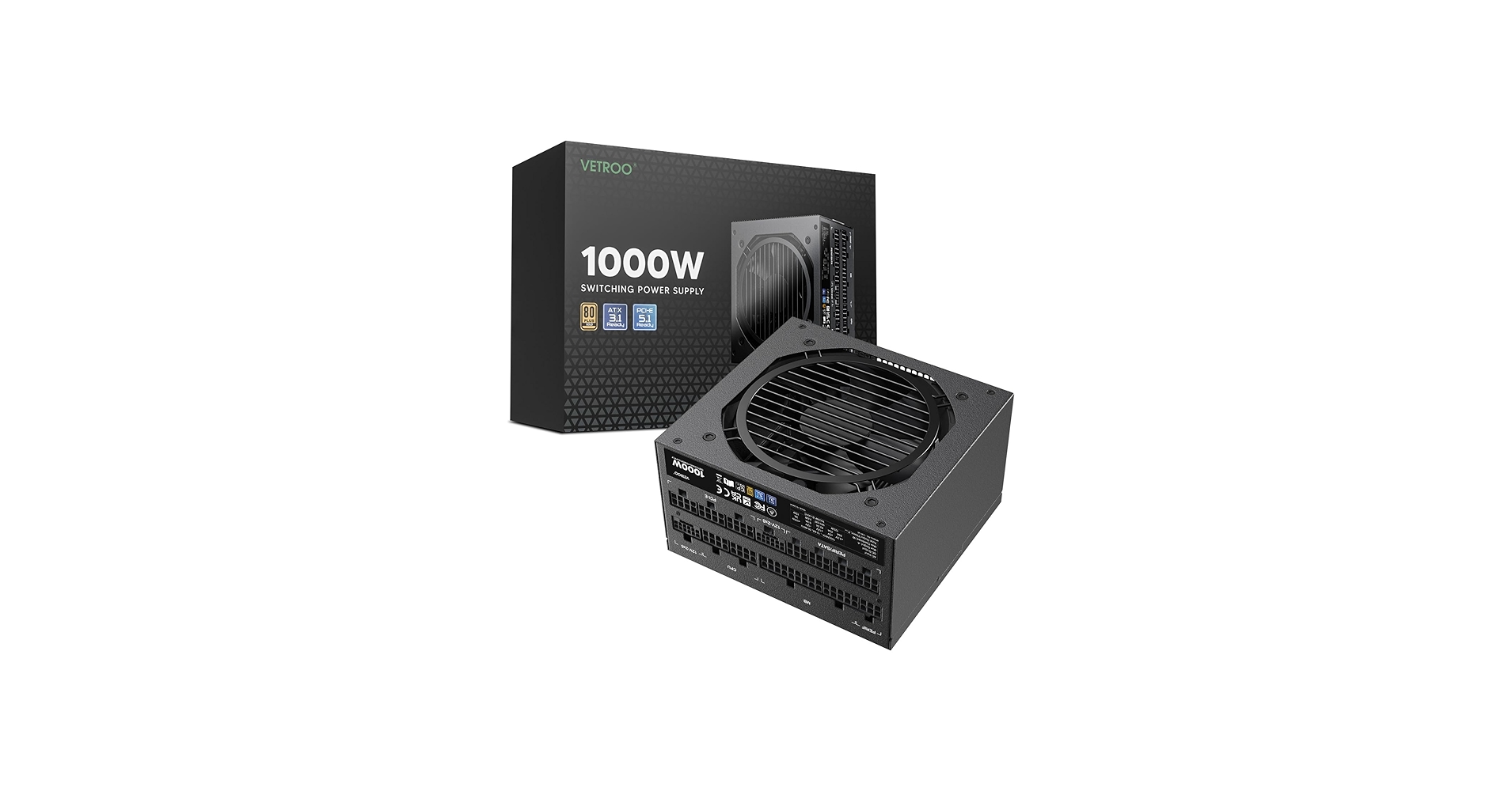 Amazon.com: Vetroo 1000W Black Power Supply ATX 3.1 Ready Dual