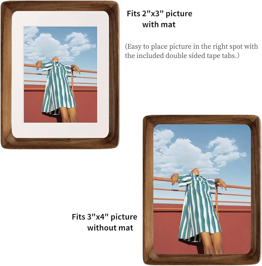 Amazon.co.jp: FLECHAZO 3x4 写真フレーム 木製 2x3マット付き 天然