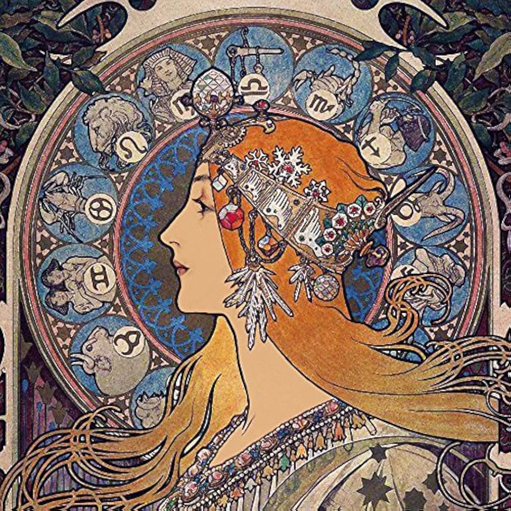Amazon｜アルフォンス・ミュシャ『 黄道12宮 』の写真タイル付き小物