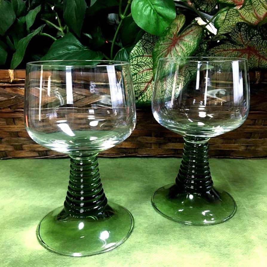 Amazon | ヴィンテージ ドイツ製 レーマー グリーン ワイングラス 2客