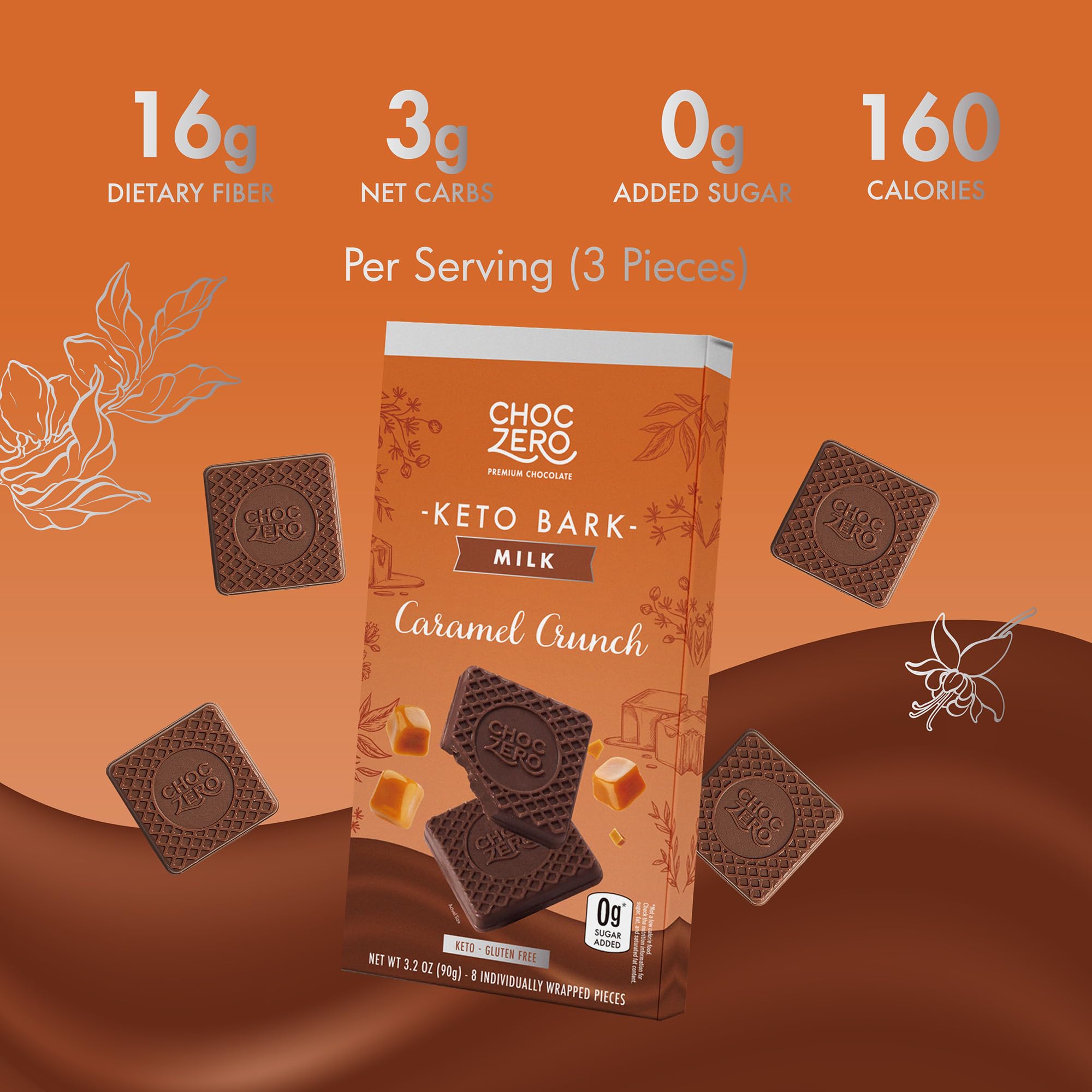 Amazon.com : ChocZero Milk Chocolate Caramel Crunch Bark, No Added
