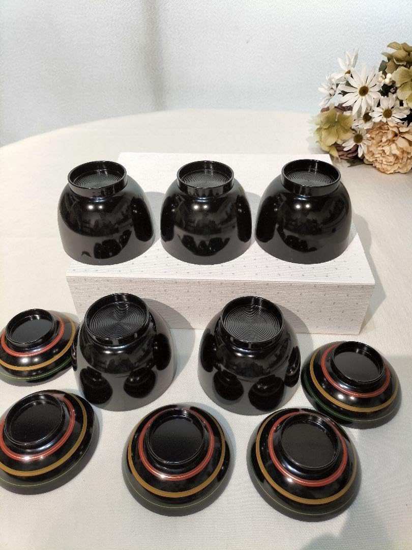 未使用品 秀衡塗 丸三漆器 蓋付き 汁椀 5客セット 25カ