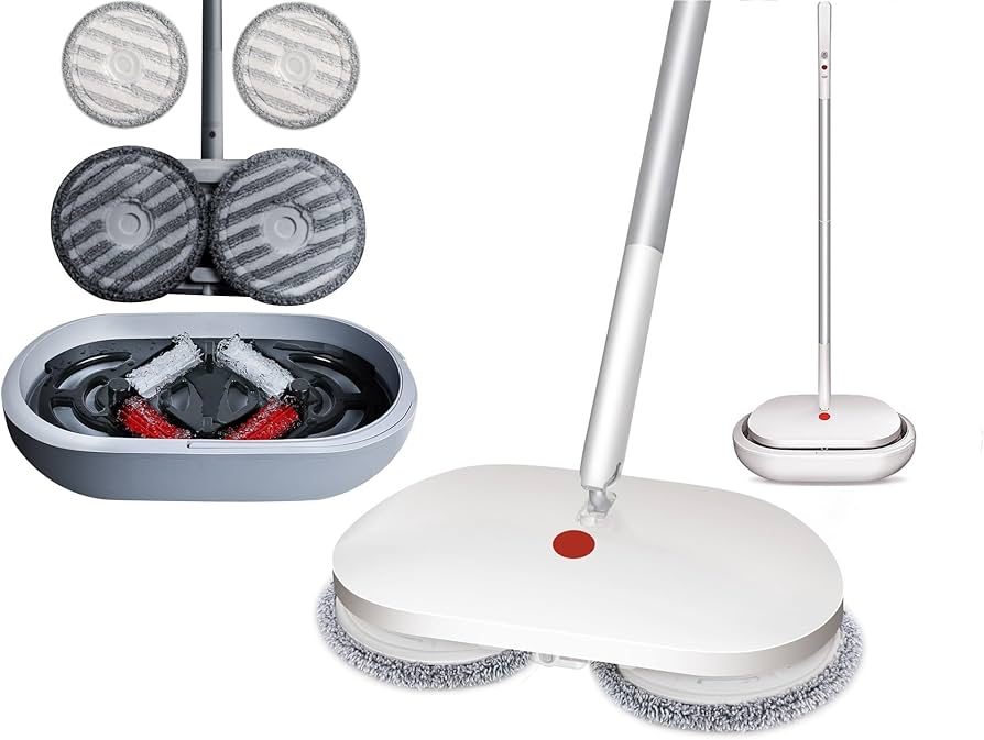 Amazon｜Cleanhome 電動モップ 自動洗浄機能 コードレス 回転モップ