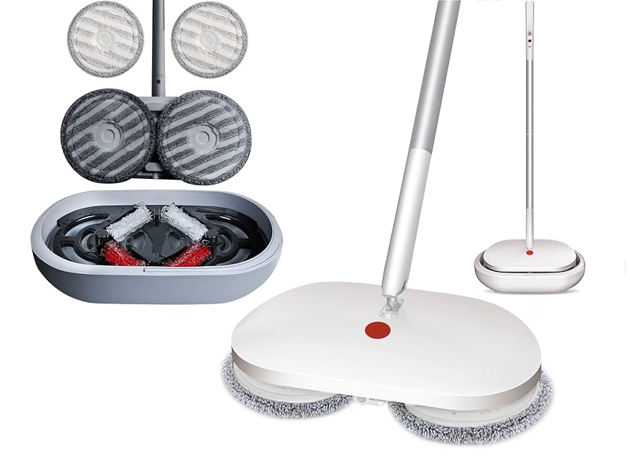 スプレーと回転機能を備えたコードレス電動モップ 長さ調節可 乾湿両用