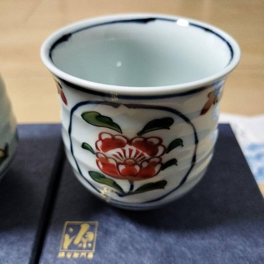 1808 源右衛門 染付丸紋濃 湯呑 9客 未使用 【公式通販】