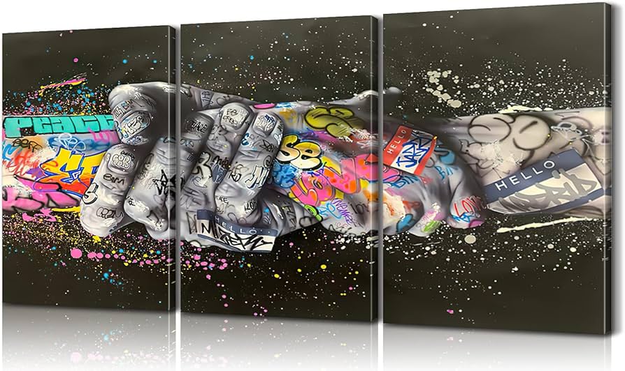 Amazon.co.jp: Mistyefly ポップアートポスター ハンドシェイク 落書き