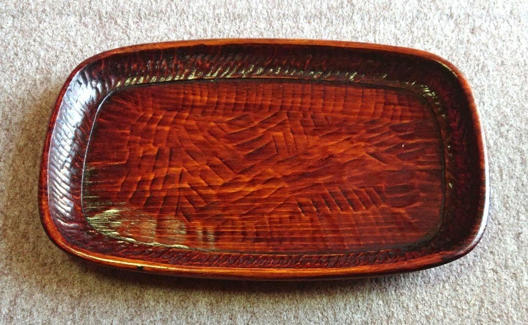 煎茶道具 煎茶盆】 一文字盆 1尺2寸 摺漆塗り 角 割引 欅製 売茶翁印