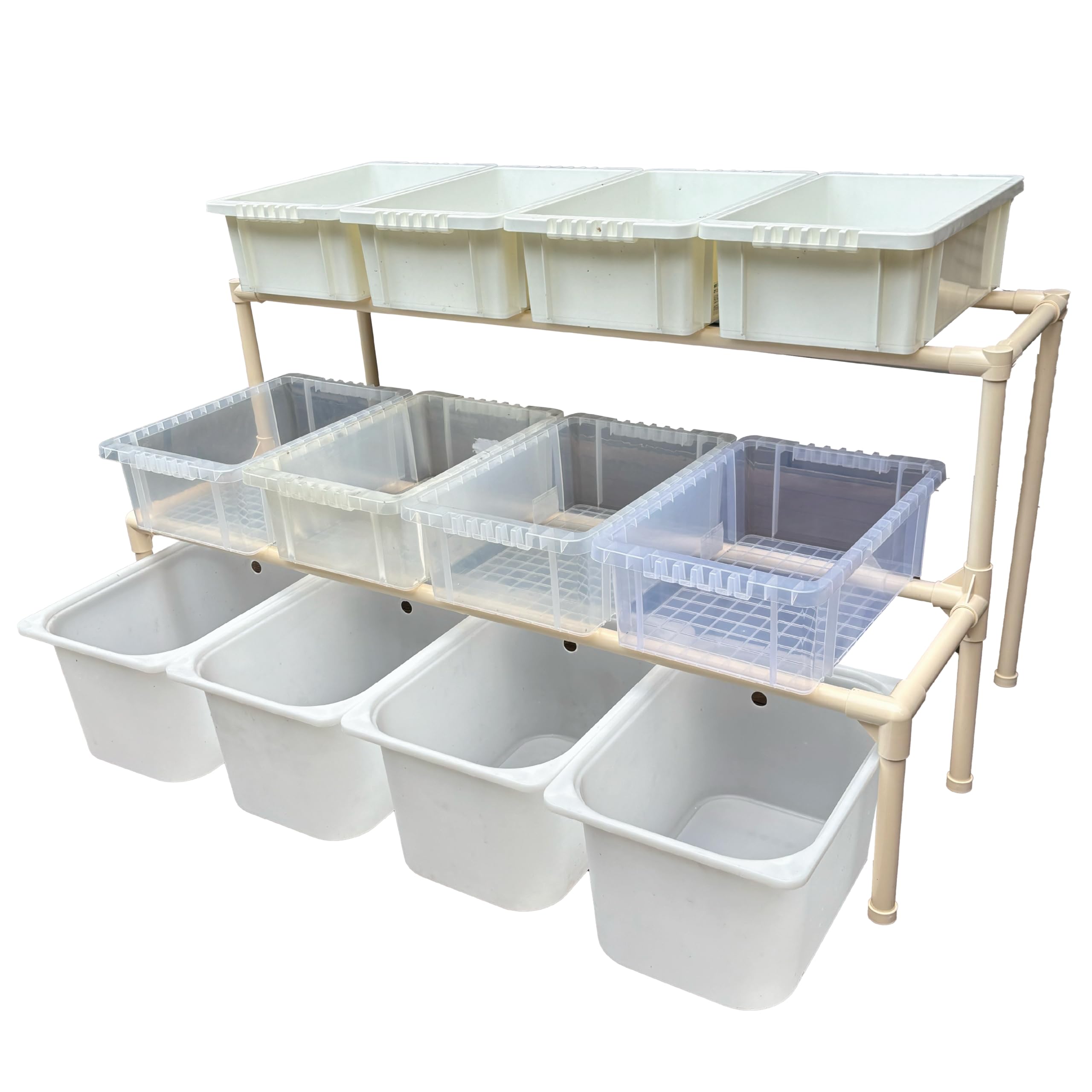Amazon | おひさまめだか メダカ飼育ラック (白, 2段12個置き) NVBOX13
