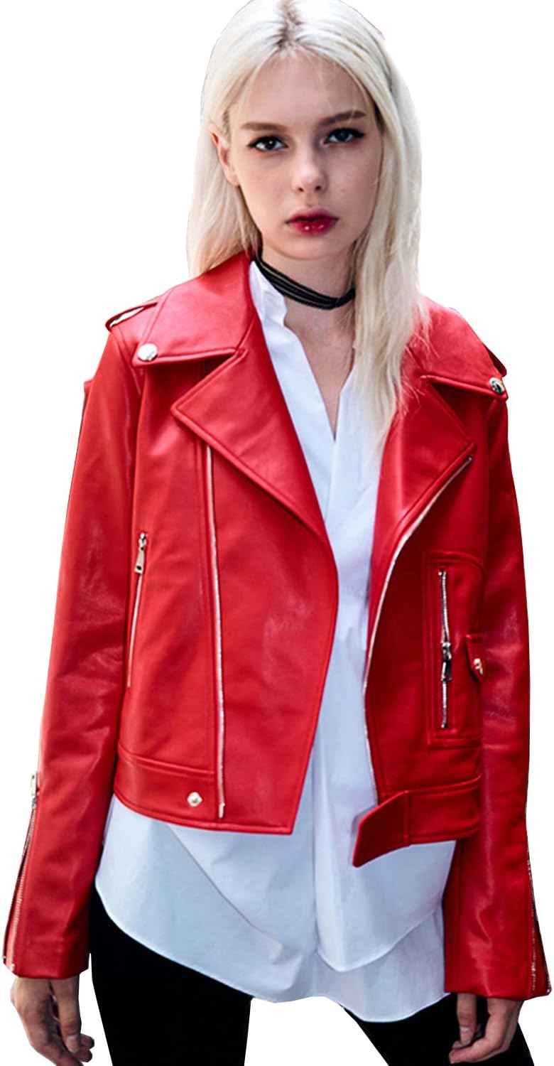 Y2K ライダースジャケット 革 赤 レッド 平成 古着 冬服光沢