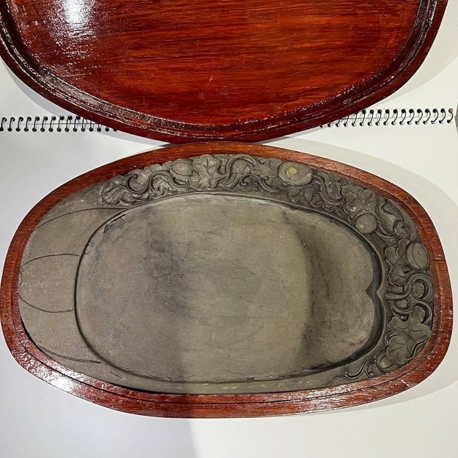 超希少】 端渓硯 硯 スズリ 中国 骨董品 ヴィンテージ 蛍石 天然石 木箱入