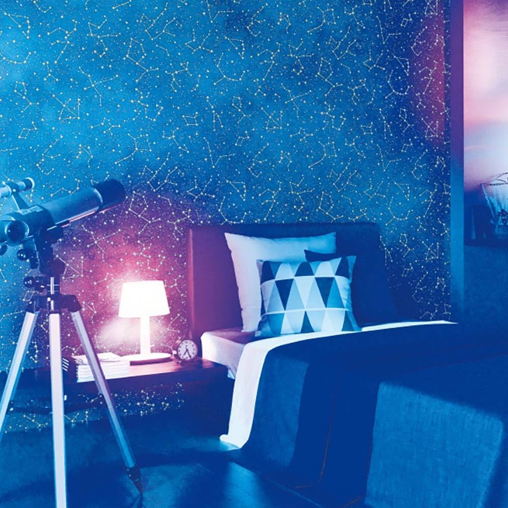 Amazon | 壁紙屋本舗 壁紙 のりなし クロス 蓄光 星空 星座 天体