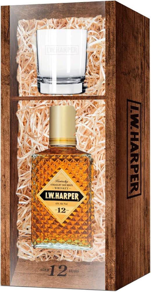 Amazon.co.jp: グラス付き IWハーパー12年 正規品 木箱入 43度 750ml