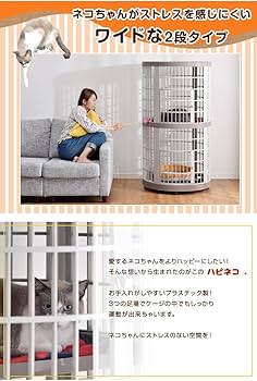 Amazon.co.jp: タンスのゲン 猫ケージ 2段 高さ140cm【錆びない 音が響