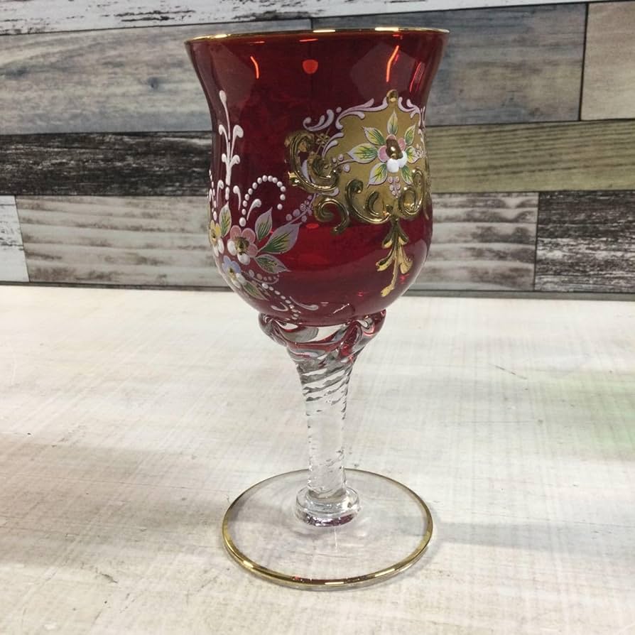 ヴェネチアングラス 金彩 レッド ガラス グラス 5個 ベネチアンガラス 赤