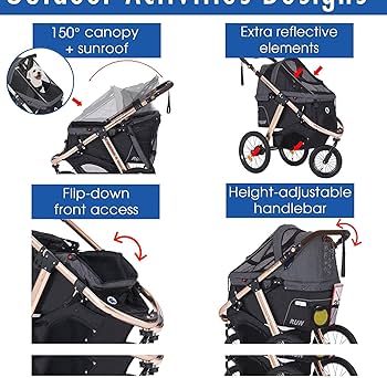 HPZ Pet Rover Run Performance Jogging Sports Stroller with Comfort