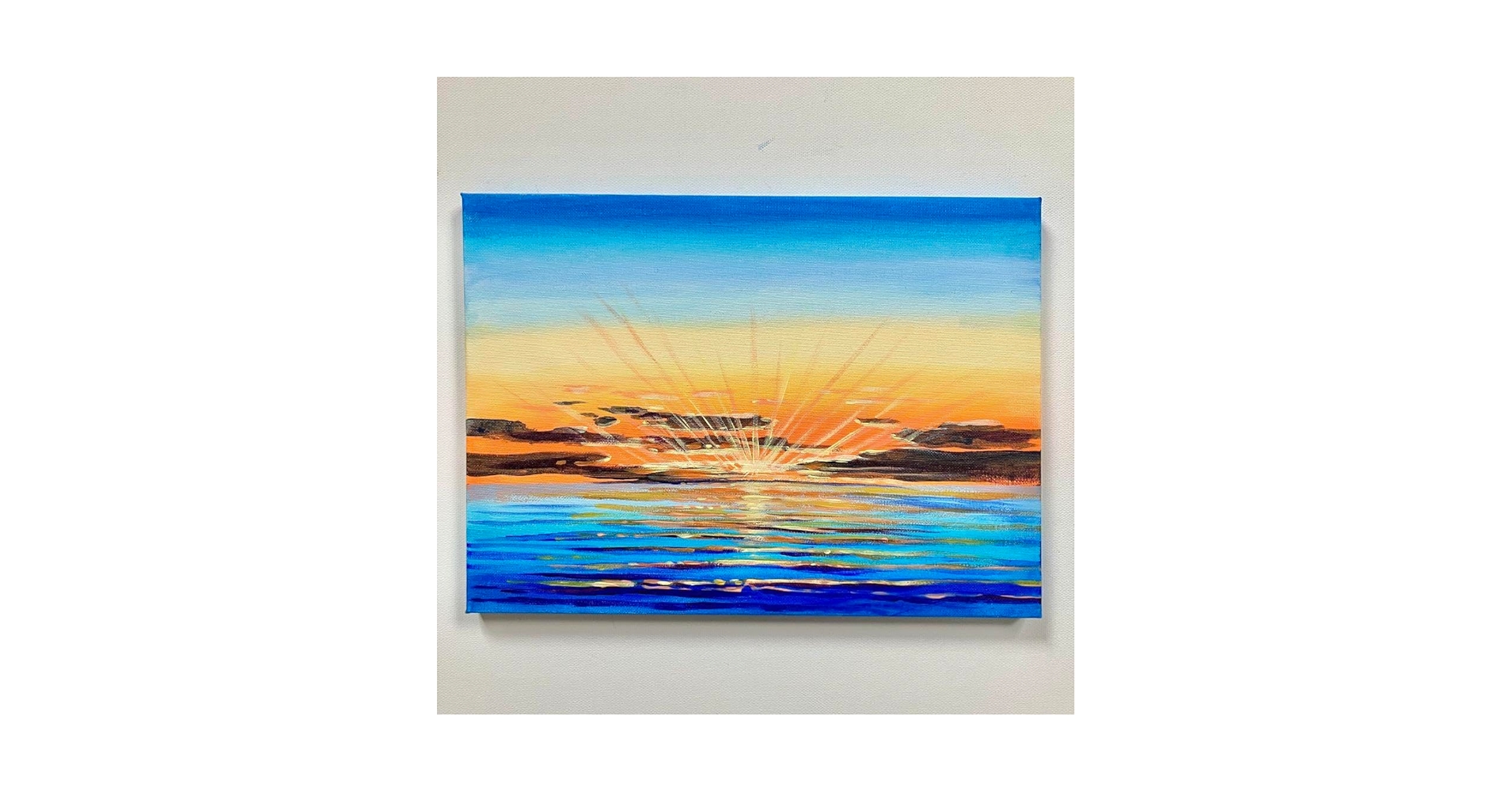 sunset＊絵画 原画 風景画 テクスチャーアート 海 夏 夕日 ハワイ 沖縄