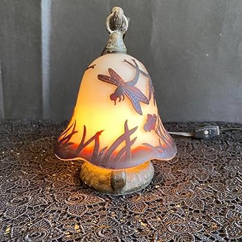 Amazon.co.jp: アンティーク調 エミールガレ風 吊りランプ トンボ柄