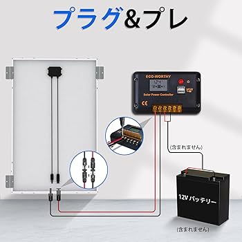 Amazon | ECO-WORTHY 100W ソーラーパネルキット = ソーラーパネル