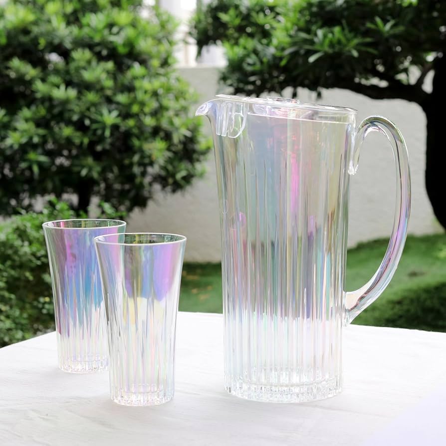 Murano ムラノ 金彩 蓋付き 水色 レース 水差し ピッチャー Murano