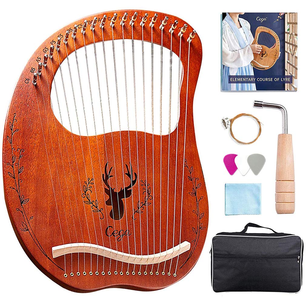 Amazon | ライアー ハープ 19弦 木製竪琴 ハープ マホガニーウッド 心