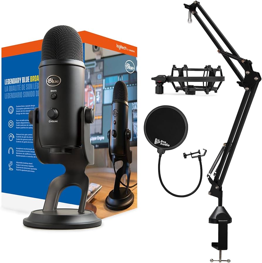Amazon.com: Blue Yeti Microphone (Blackout) Bundle with Boom Arm
