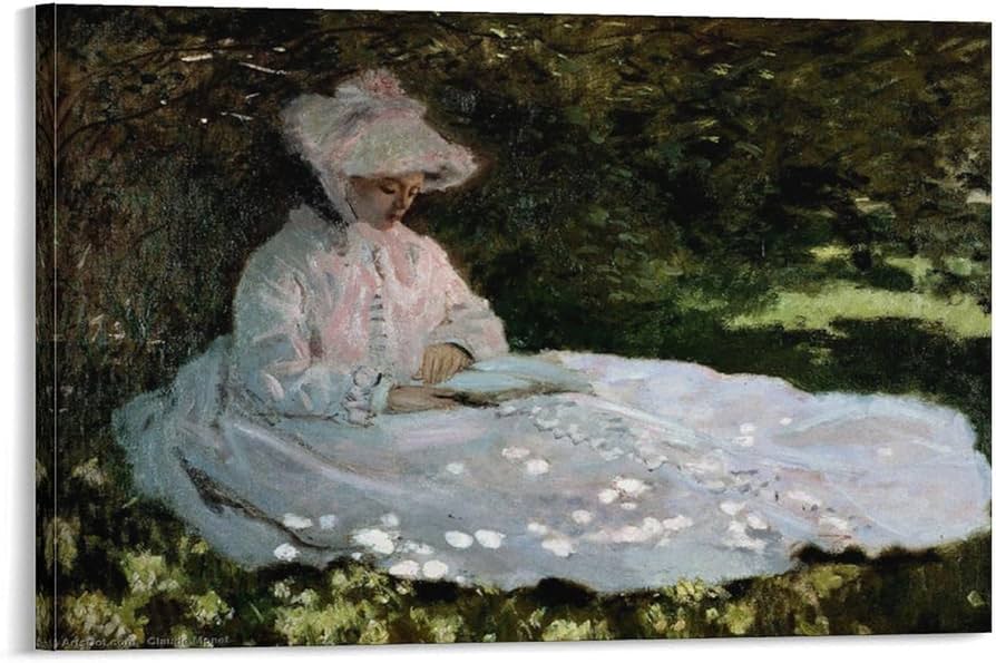 Amazon.co.jp: 画家クロード・モネ 世界名画読書する女性ポスター 絵画