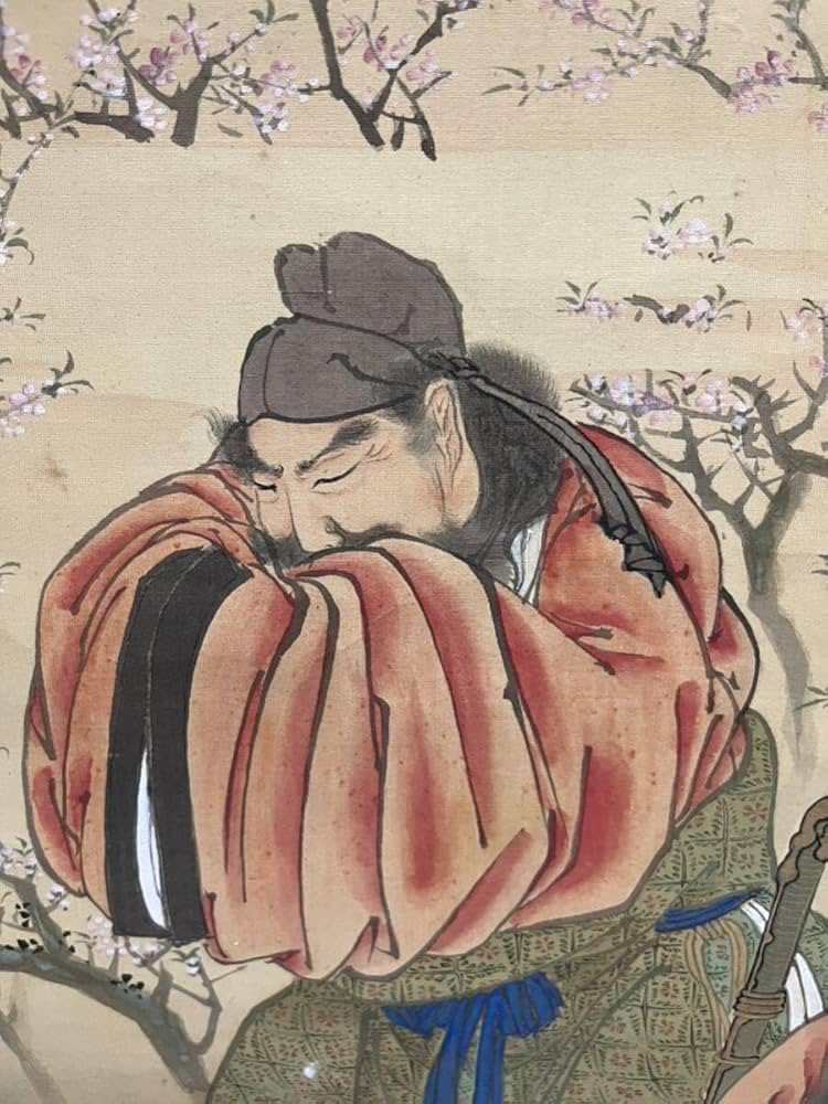 真作】松影/少女図/シャボン玉/横物/掛軸/名家伝来/AA-294