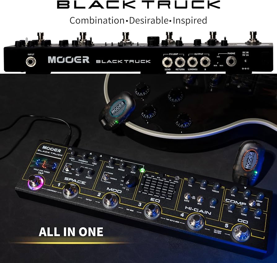Amazon.com: MOOER Black Truck Guitar Combined Effects Pedal for