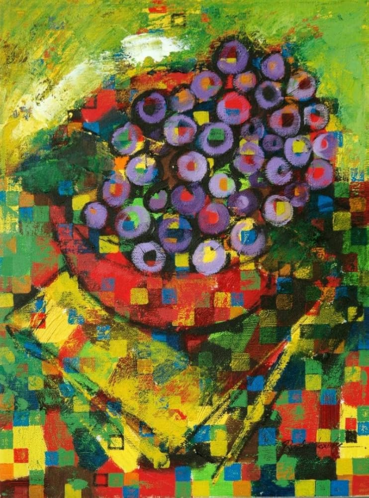 絵画 インテリア 絵 額付(青緑＋金色の枠) 油絵 uF6-113302 花 絵画