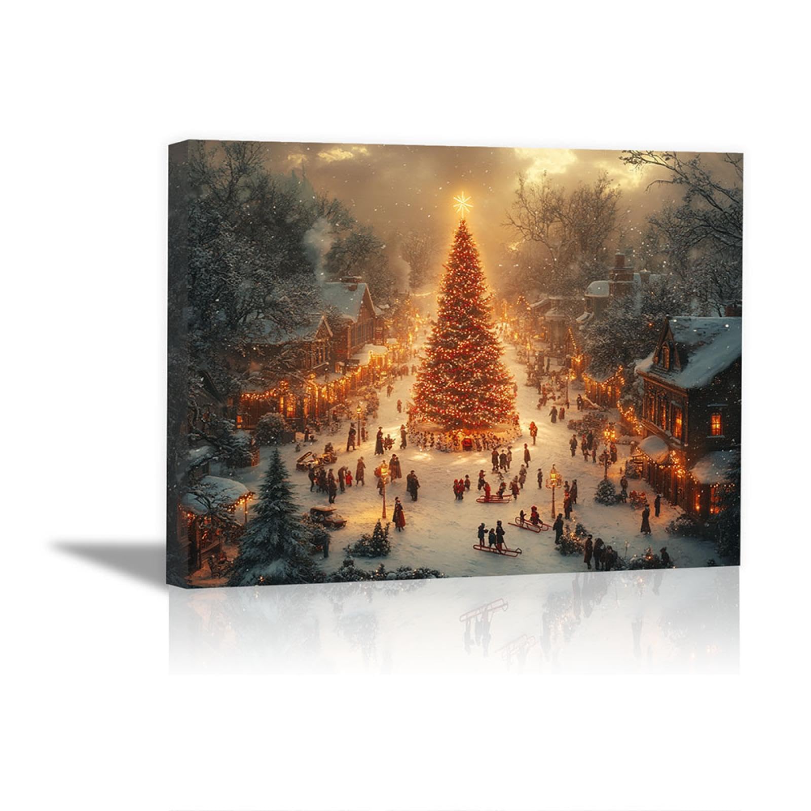 アメリカで購入】クリスマスの風景画 サイズ81cm✕61cm アメリカで購入