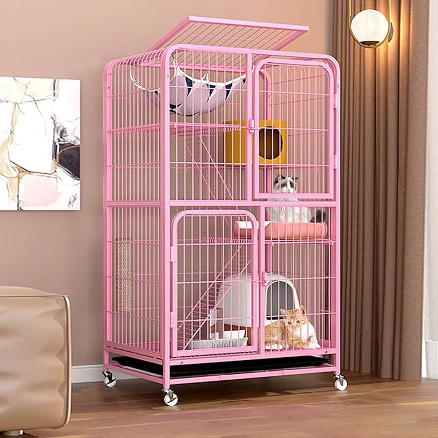 キャットケージ キャットゲージ 3段 ピンク 3段仕様 大型 【公式通販】