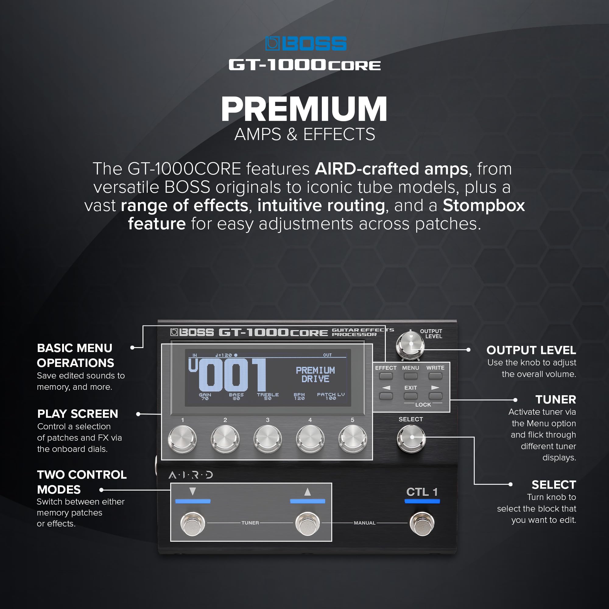 Amazon.com: BOSS GT-1000CORE Guitar Effects Processor in a Compact
