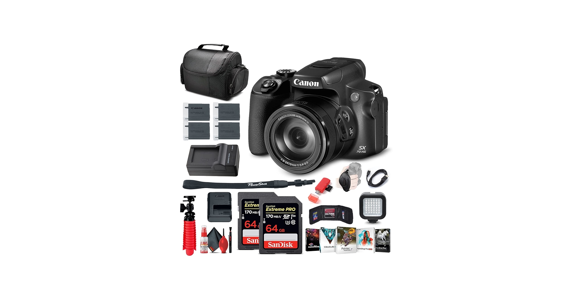 Amazon.com : Canon PowerShot SX70 HS Digital Camera (3071C001) + 2