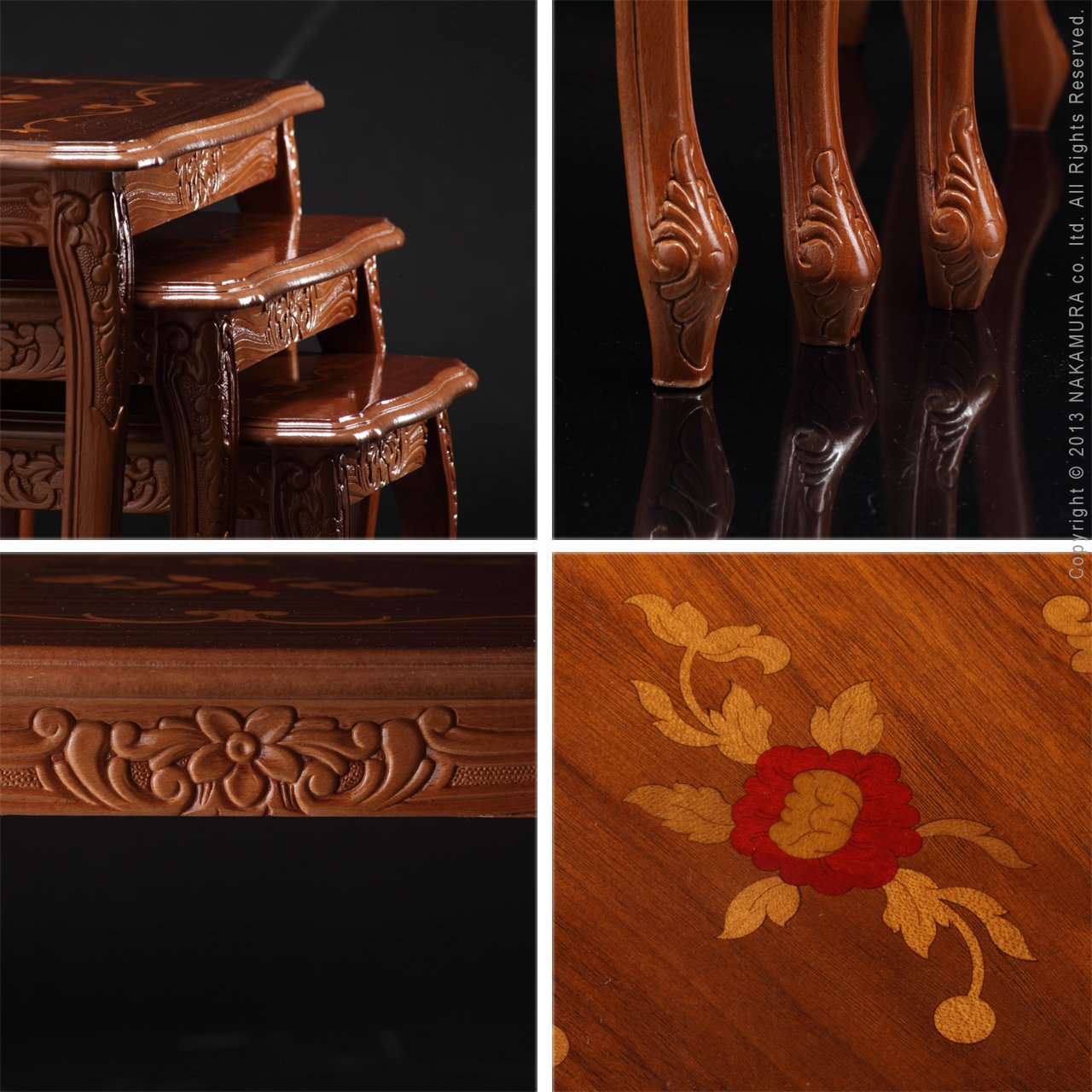 象嵌｜猫脚｜ネストテーブル3点セット