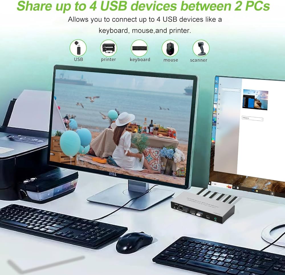 Amazon.co.jp: Displayport KVMスイッチ 2 モニター 2 コンピューター