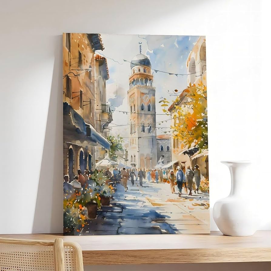 Amazon.com: ZJLAMZ Damascus Watercolor Painting Syria City Poster