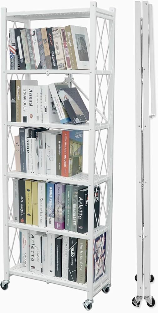 Amazon｜E-WIN 折りたたみラック 6段 キャスター付き 【届いてすぐ