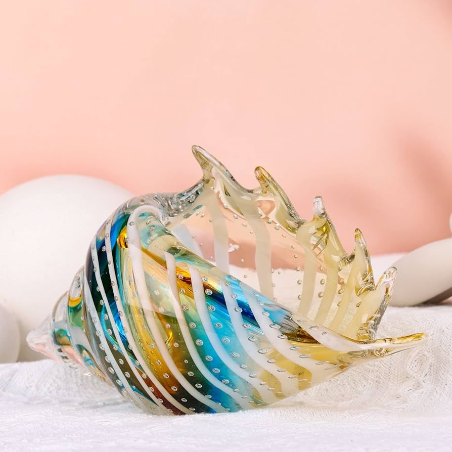 Amazon.co.jp: 手吹きガラス 巻貝 置物 コレクターズクリスタルガラス