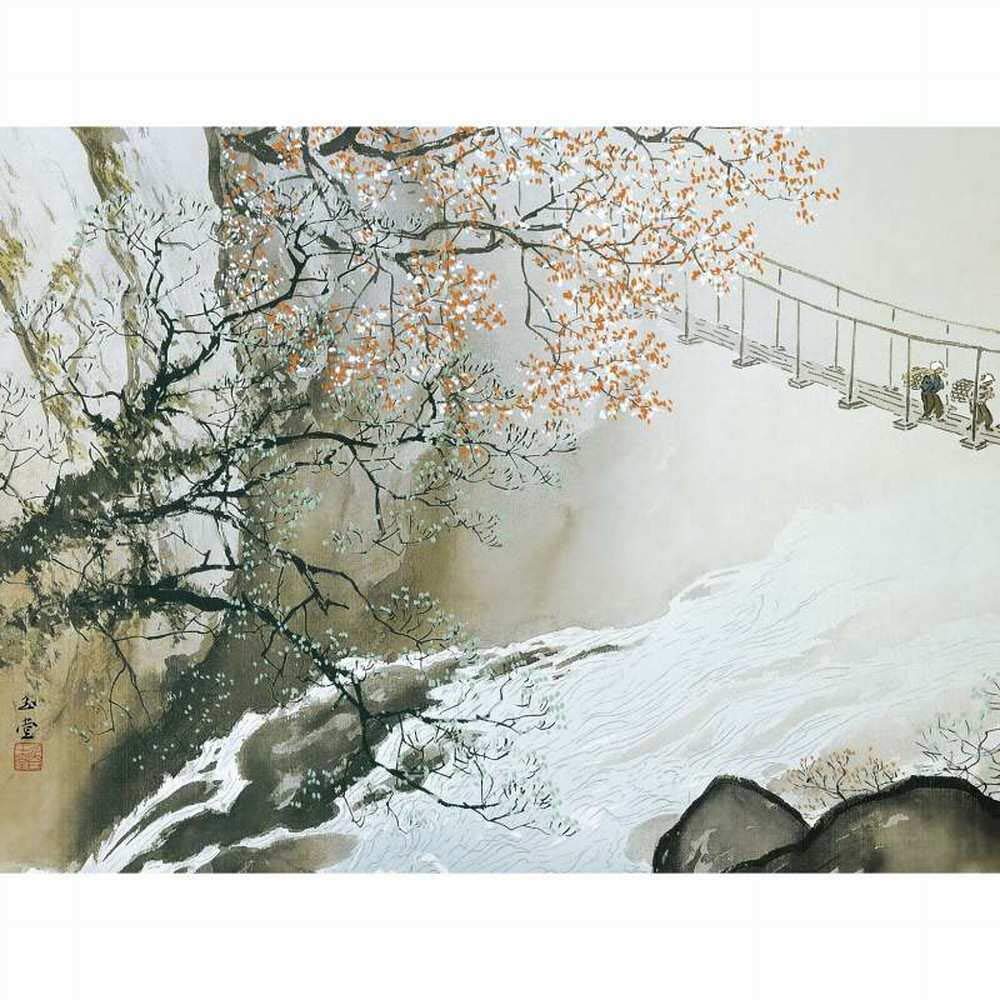 兼六園桜風景 油彩画 大角陽子 ゴールド額縁 兼六園桜風景