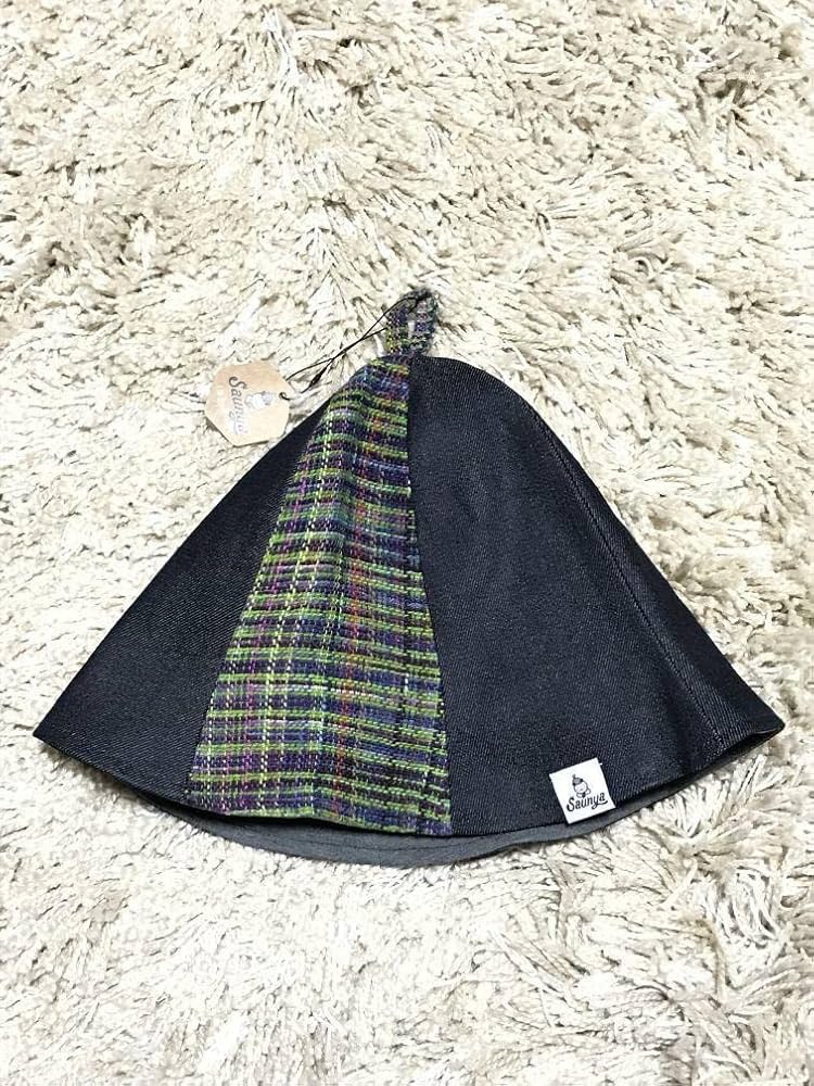 Amazon.co.jp: SAUNYA サウナハット デニム x マルチ緑 裏地グレー