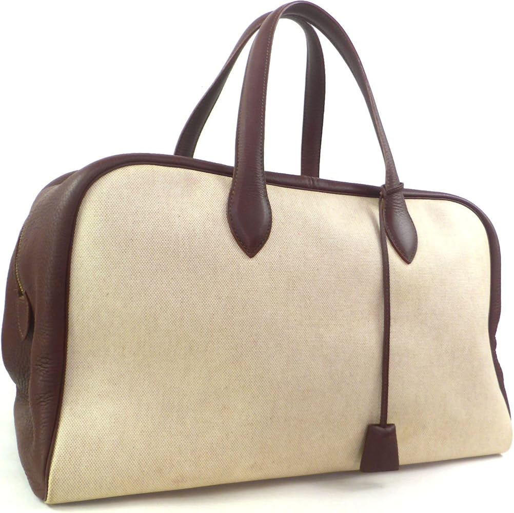 Victoria エルメス ボストンバッグ ヴィクトリア50 ベージュ×ブラウン