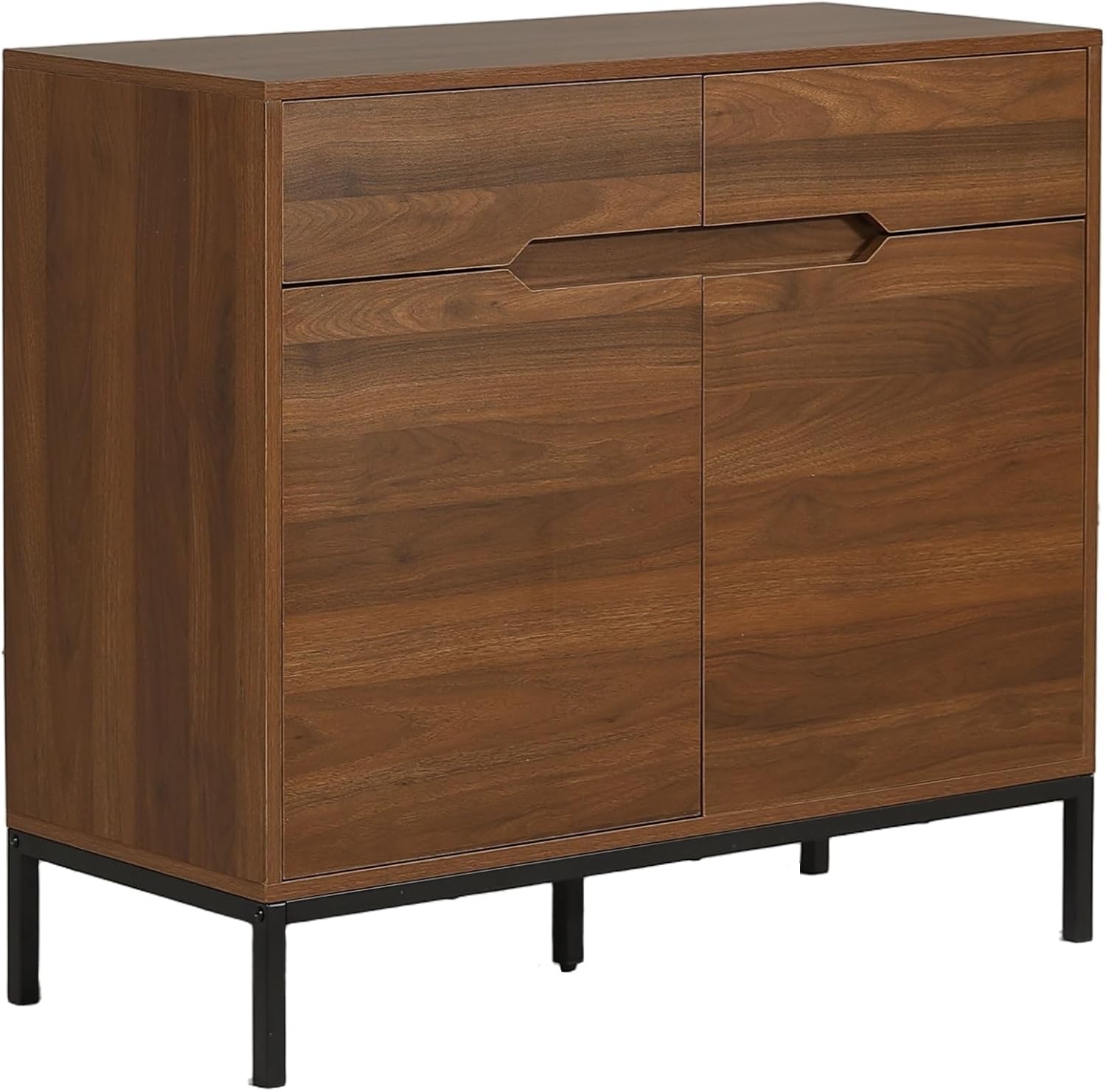 超人気！【幅90cm】キャビネット 木製 脚付き 収納棚 大容量 Brown