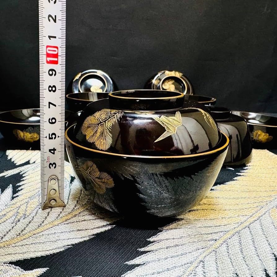 輪島塗 沈金 夫婦吸物椀 夫婦椀 蓋付お椀 お椀 2客 松に松笠