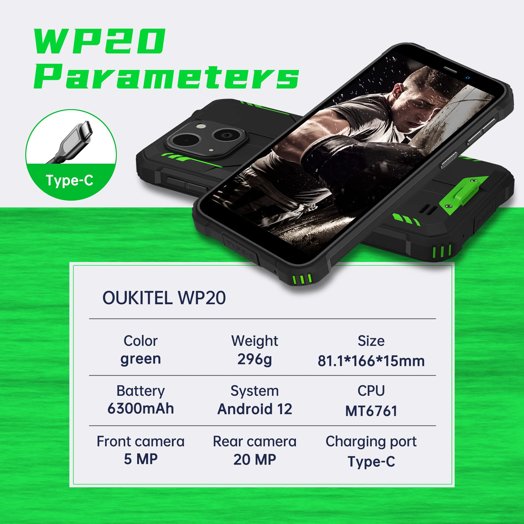 Oukitel WP32 128GB/16GB 防水スマホブラック/グリーン Oukitel WP32