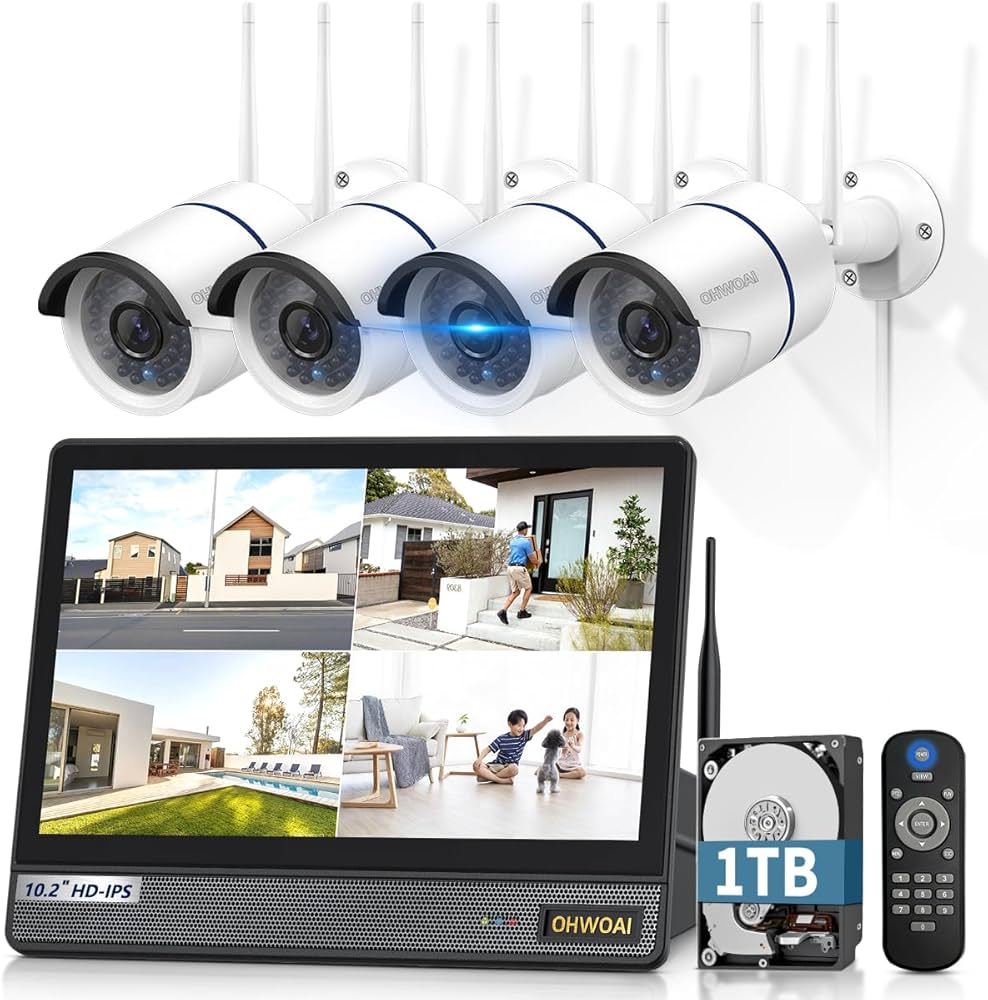 ❤️1品限り❤️防犯カメラ 屋外 2台 モニター付き 500万画素 10台増設可