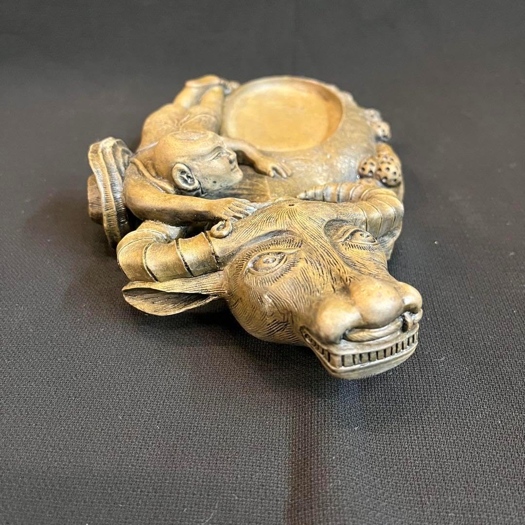 中国美術 硯 水牛唐人 龍 竜 澄泥硯 中国美術 未使用 硯