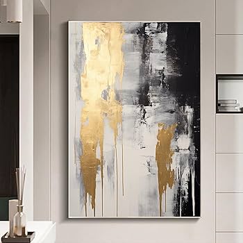 Amazon.co.jp: Lauximart ブラック ホワイト ゴールド 抽象 ウォール
