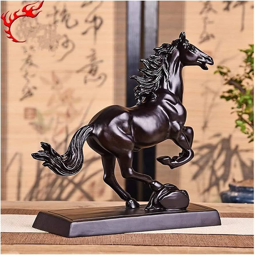 Amazon.co.jp: 彫刻の卓上像 木彫りの馬の装飾品 12 干支の純木の馬に