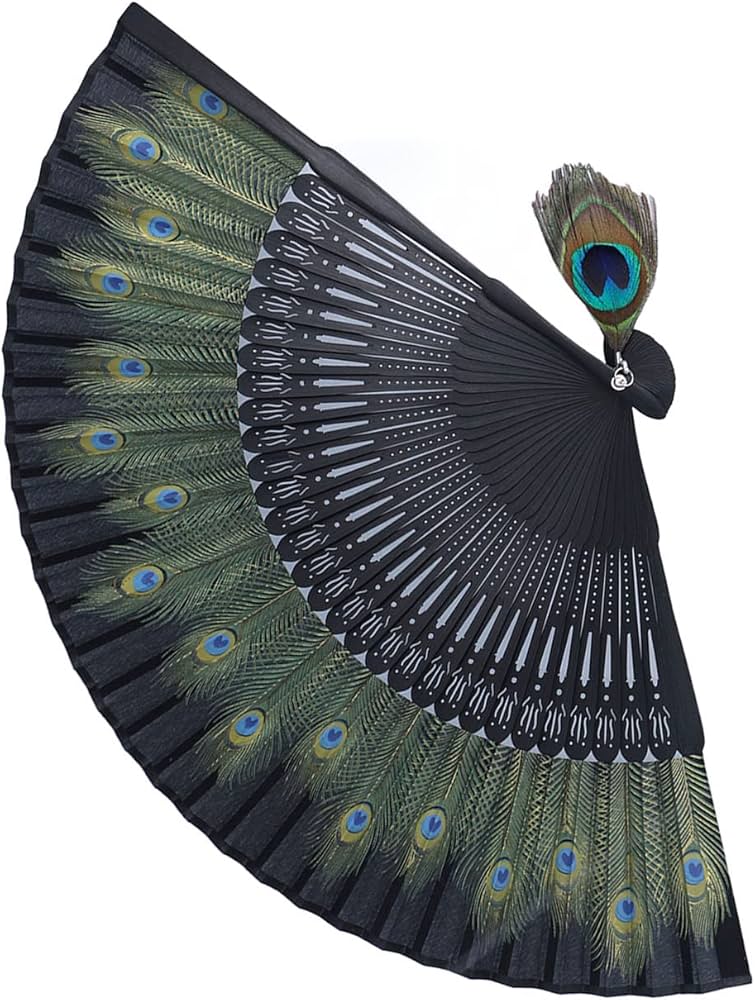 Amazon.co.jp: 孔雀扇 扇子 大型扇子 22×3×1 美しい孔雀柄扇子