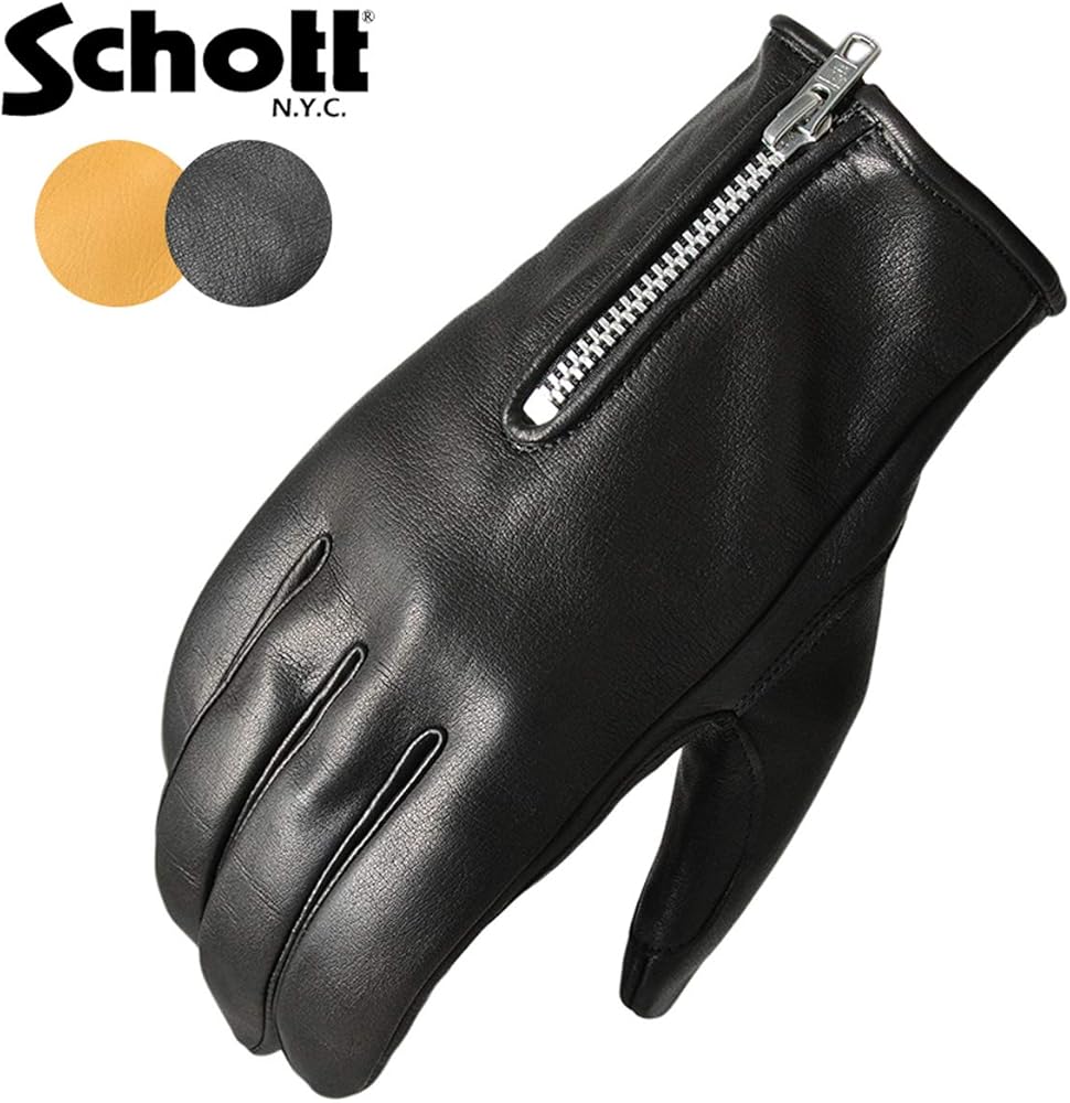 Amazon | Schott ショット 3109075 ZIP LEATHER GLOVE（ジップ レザー